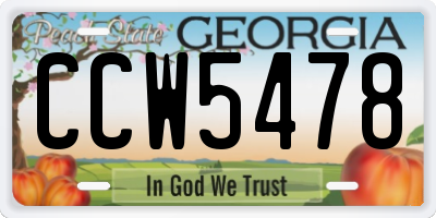 GA license plate CCW5478