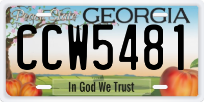 GA license plate CCW5481