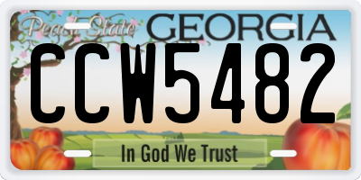 GA license plate CCW5482