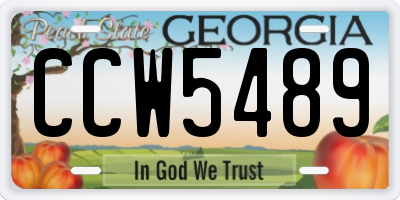 GA license plate CCW5489