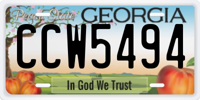 GA license plate CCW5494