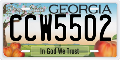 GA license plate CCW5502