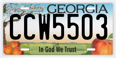 GA license plate CCW5503