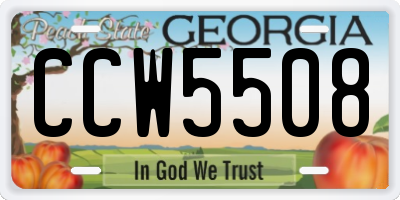 GA license plate CCW5508