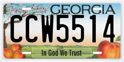 GA license plate CCW5514
