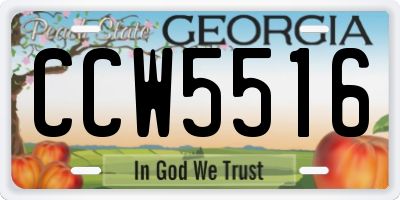 GA license plate CCW5516