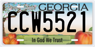 GA license plate CCW5521