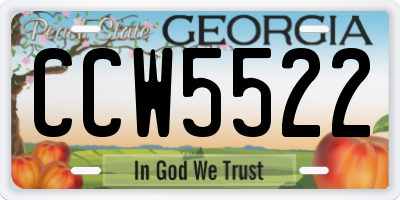 GA license plate CCW5522