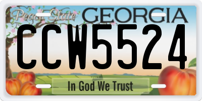 GA license plate CCW5524
