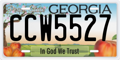 GA license plate CCW5527