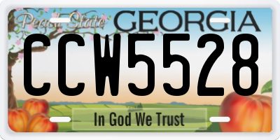GA license plate CCW5528