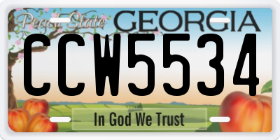 GA license plate CCW5534