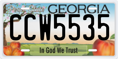GA license plate CCW5535