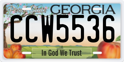 GA license plate CCW5536
