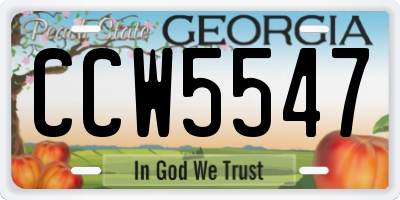 GA license plate CCW5547