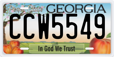 GA license plate CCW5549