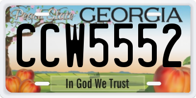 GA license plate CCW5552