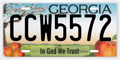 GA license plate CCW5572