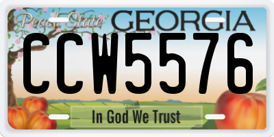 GA license plate CCW5576