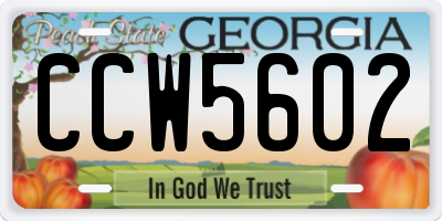 GA license plate CCW5602