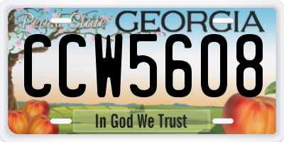 GA license plate CCW5608