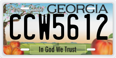 GA license plate CCW5612