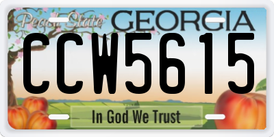 GA license plate CCW5615