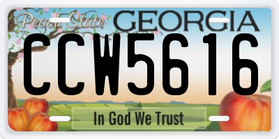 GA license plate CCW5616