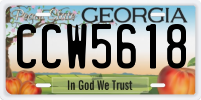 GA license plate CCW5618