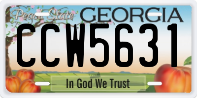 GA license plate CCW5631