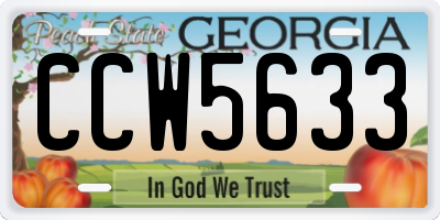 GA license plate CCW5633