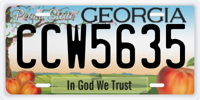 GA license plate CCW5635