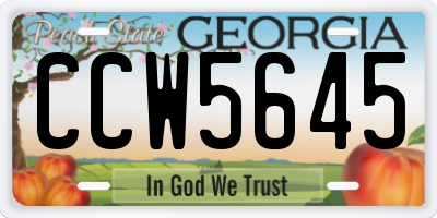 GA license plate CCW5645