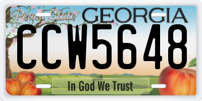 GA license plate CCW5648