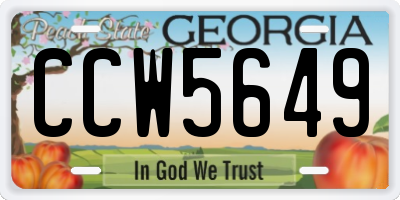 GA license plate CCW5649