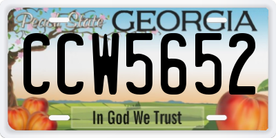 GA license plate CCW5652