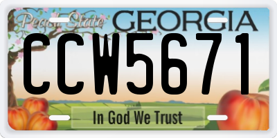 GA license plate CCW5671
