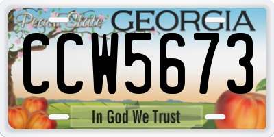 GA license plate CCW5673