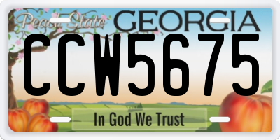 GA license plate CCW5675