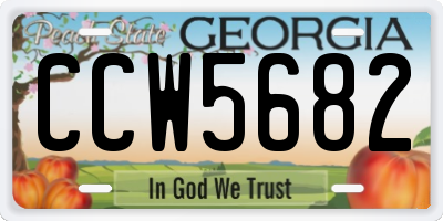 GA license plate CCW5682