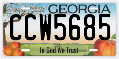 GA license plate CCW5685