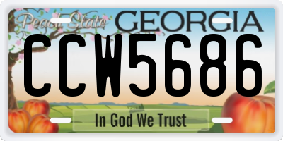 GA license plate CCW5686