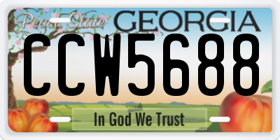 GA license plate CCW5688