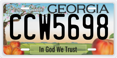 GA license plate CCW5698