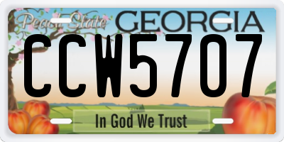 GA license plate CCW5707