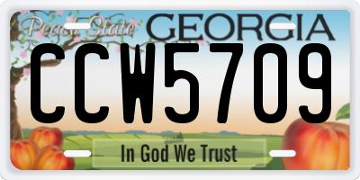 GA license plate CCW5709