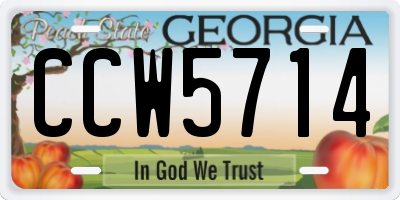 GA license plate CCW5714
