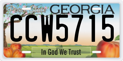 GA license plate CCW5715
