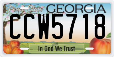 GA license plate CCW5718