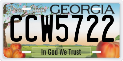 GA license plate CCW5722